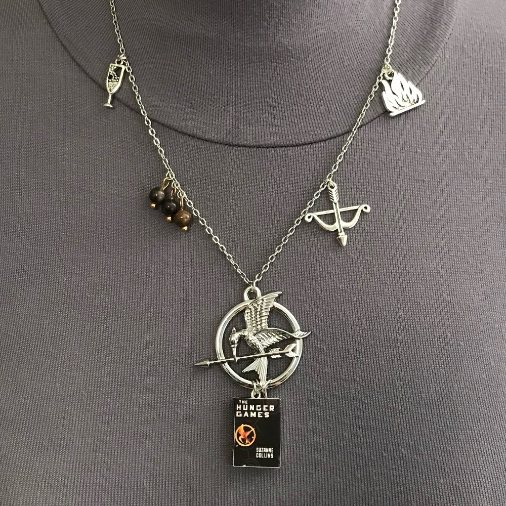 The Hunger Games by Suzanne Collins Handmade Literature Book Necklace Mockingjay